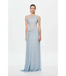 Misha The Sisal Mesh Maxi Dress in Dove Blue Size XS / AU 6 for rent on The Volte - image 1