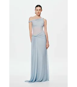 Misha The Sisal Mesh Maxi Dress in Dove Blue Size XS / AU 6 for rent on The Volte - image 2
