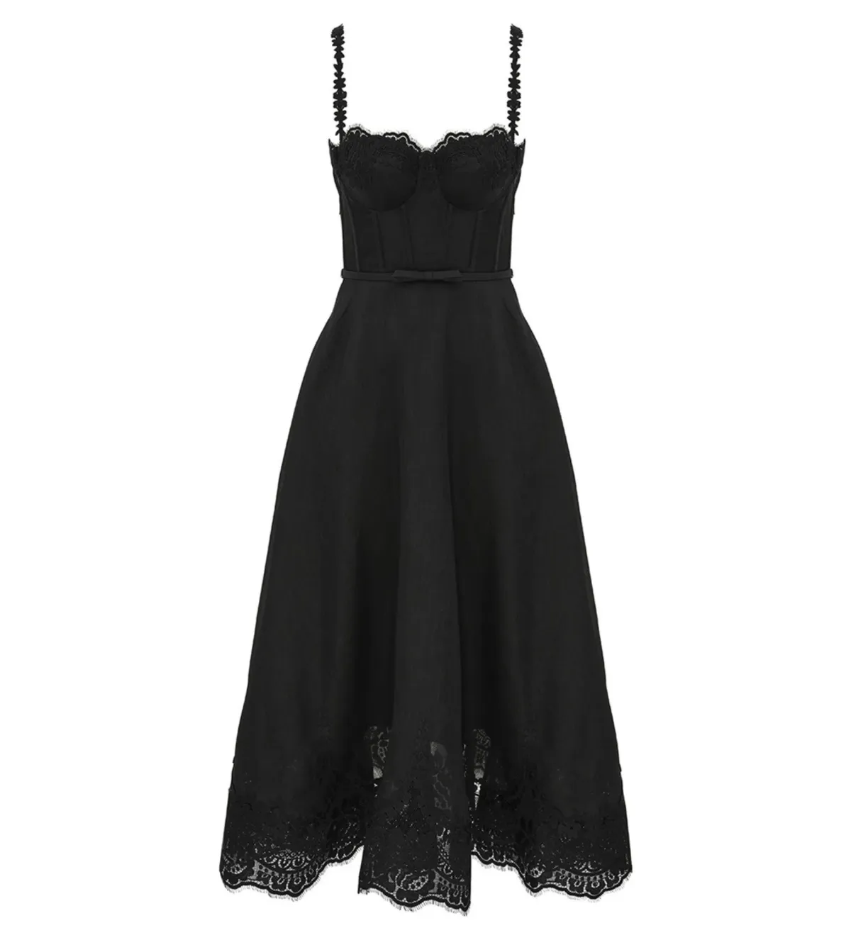 Zimmermann Hypnotic Lace Trim Gown Black Size 1 AU 10 - Image 6