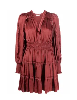 Ulla Johnson Flared V-neck Mini Dress In  Dessert Rose Size US 10/ AU 14 for rent on The Volte - image 4