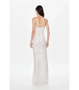 Misha Collection Sapphire Sequin Maxi Dress in Ivory Size 6/XS for rent on The Volte - image 3