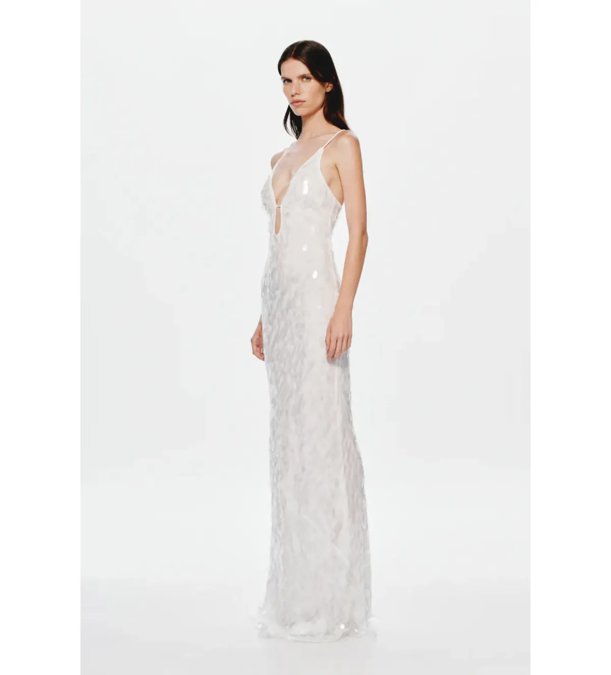 Misha Sapphire Sequin Maxi Dress Ivory Size 10/M - Image 3