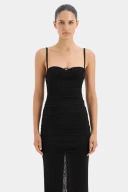 Sir The Label Jacques Gathered Midi Dress Black Size 2/AU 10 for rent on The Volte - image 2