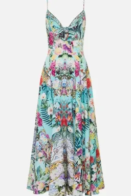 Camilla Gardens Of Queluz Long Dress With Tie Front  Multi Print Size XS / AU 8 for rent on The Volte - image 2