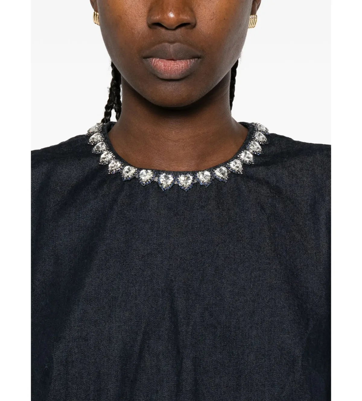 Zimmermann Embellished Denim Mini Dress in Black Size 2/AU 12 - Image 2