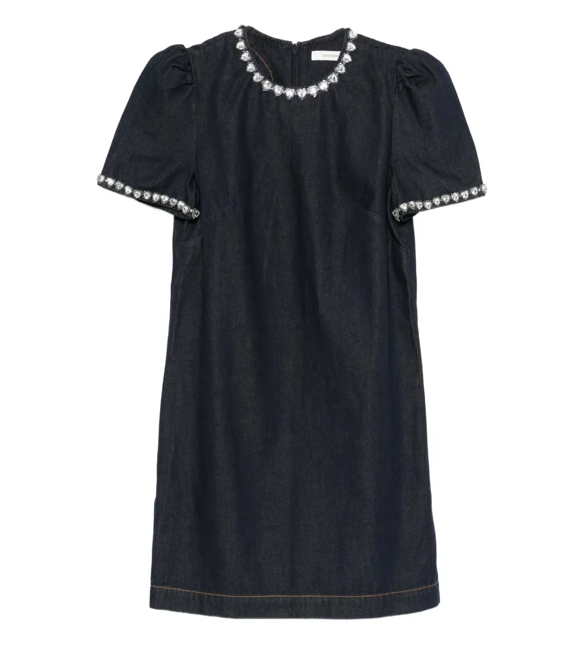 Zimmermann Embellished Denim Mini Dress in Black Size 2/AU 12 - Image 5