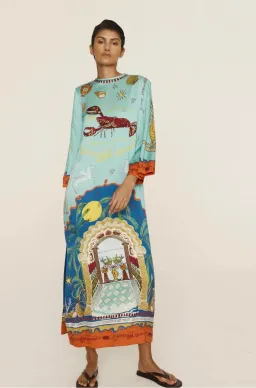 Alemais Surrealist Summer Midi Silk Dres Multi Print Size 16 for rent on The Volte - image 3