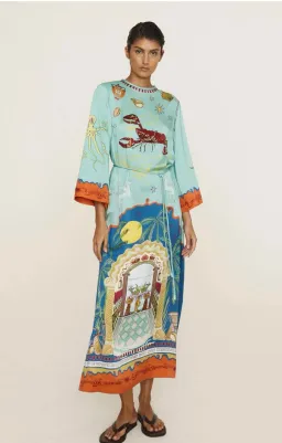 Alemais Surrealist Summer Midi Silk Dres Multi Print Size 16 for rent on The Volte - image 1