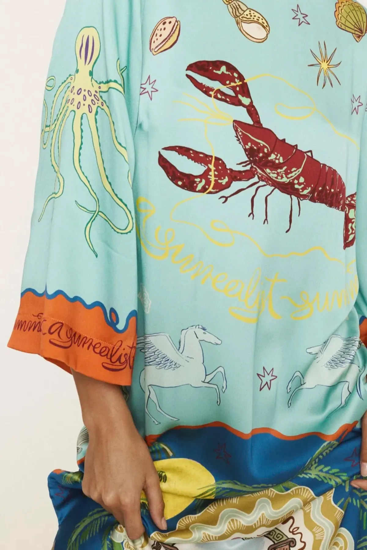 Alemais Surrealist Summer Midi Silk Dres Multi Print Size 16 - Image 2