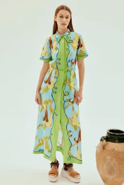 Alemais Rafaela Shirtdress Green Print Size 16 for rent on The Volte - image 1