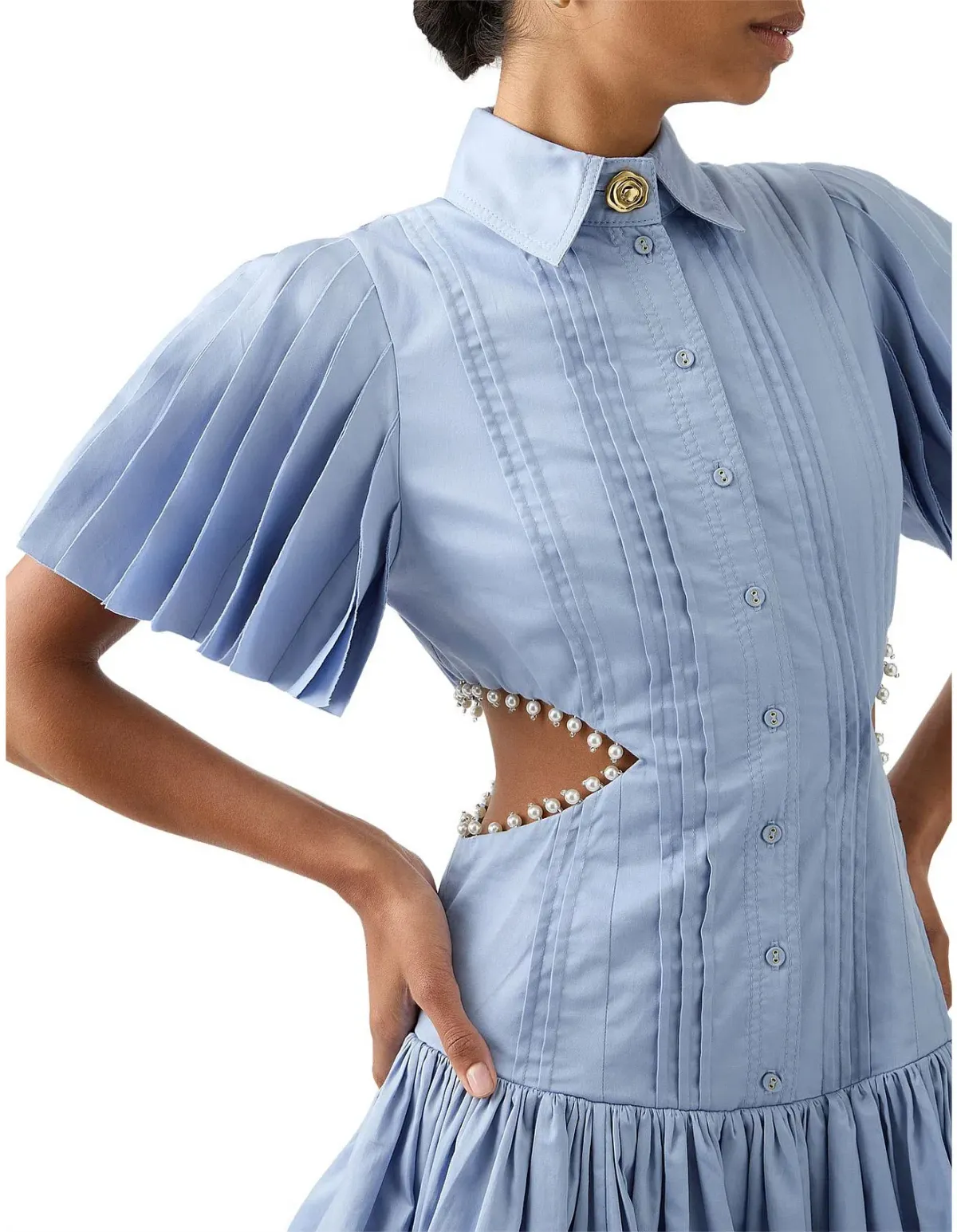 Aje Mythos Pearl Mini Dress Blue Size 8  - Image 3