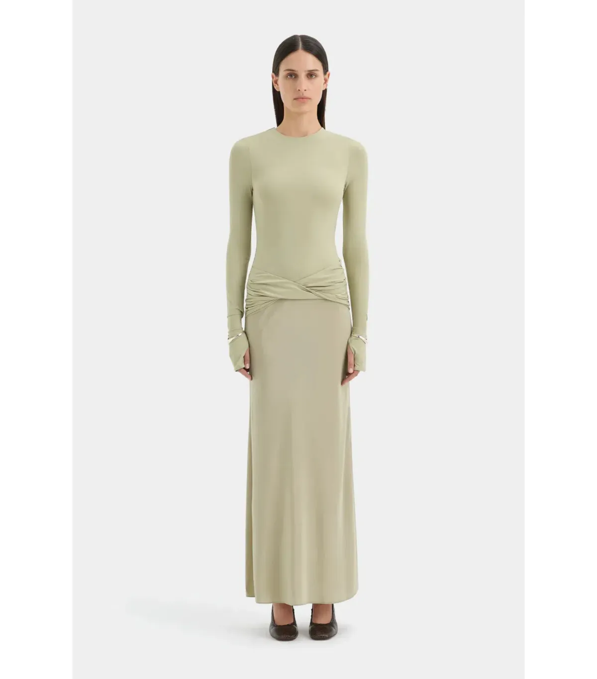 Sir the Label Milesi Twist Maxi Gown in Moss Size 3 / AU 12 - Image 1
