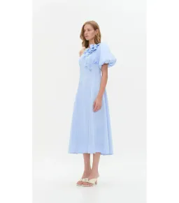 Aje Camille Midi Dress in Pale Blue Size AU 12 for rent on The Volte - image 2
