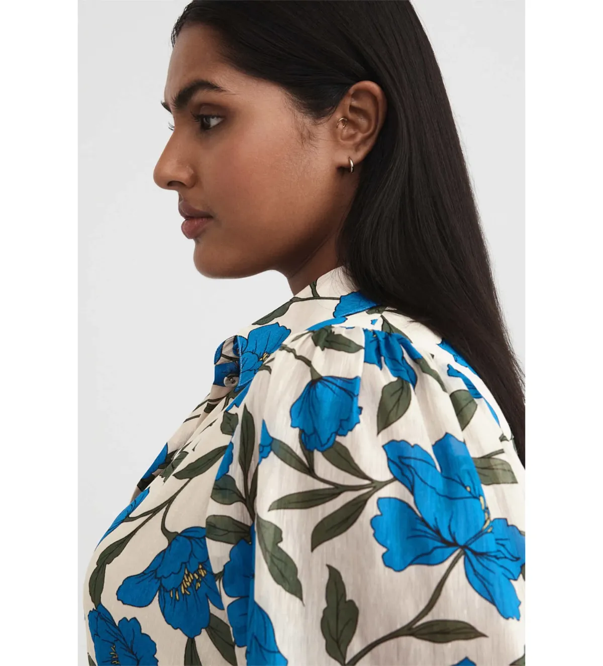 Witchery Blue Violet Silk Linen Shirt Midi Dress Lapis Size 8 - Image 3