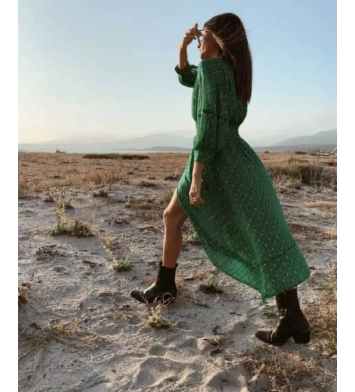 Ba&Sh Cyana Midi Dress Green Print Size 1/AU 8-10 - Image 7