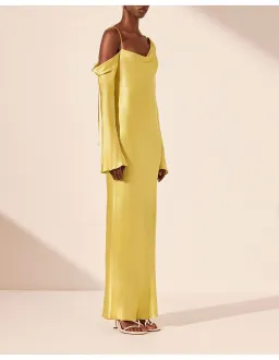 Shona Joy Sofia Asymmetrical Long Sleeve Maxi Dress Lime Size 8 for rent on The Volte - image 3