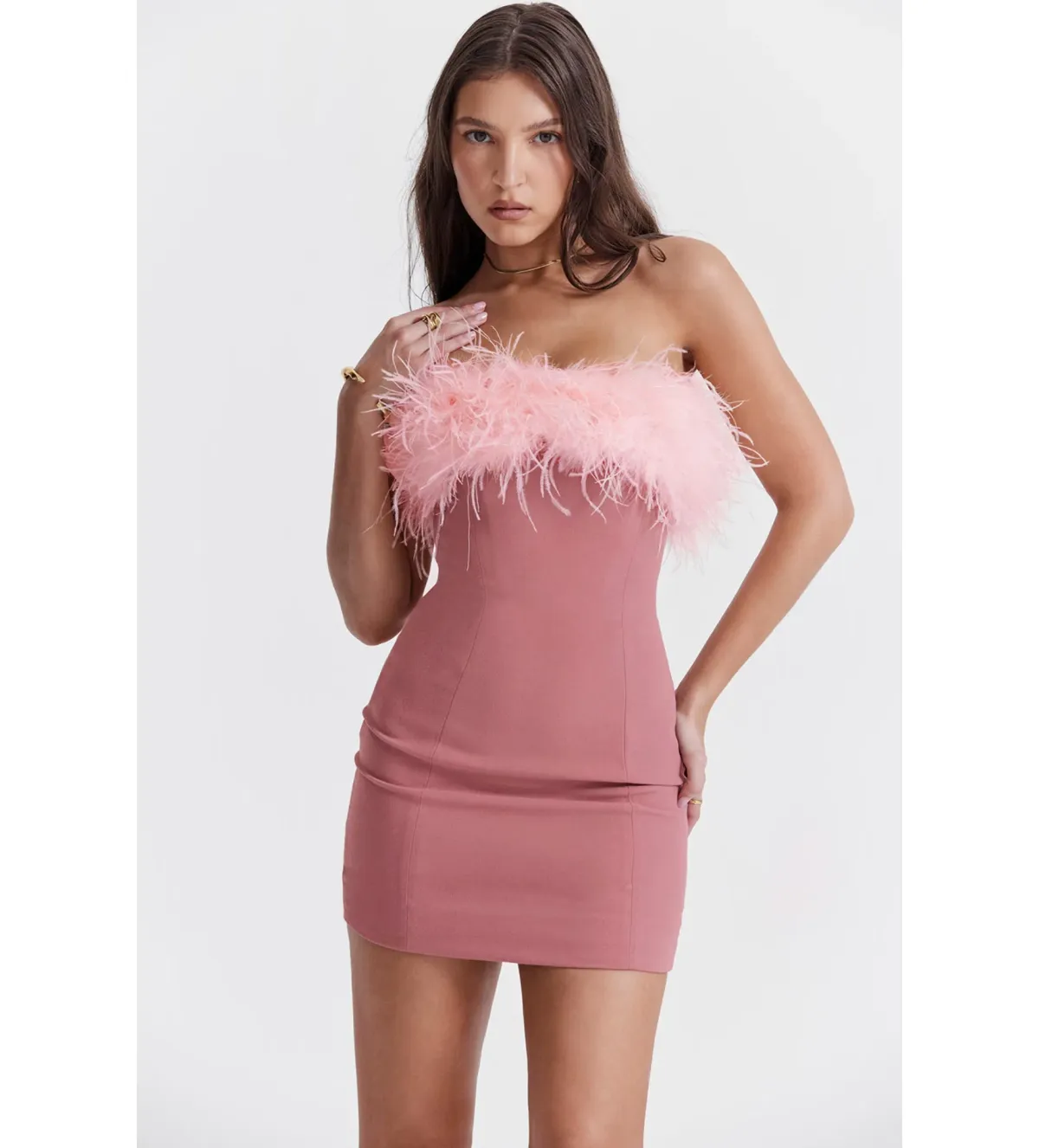 House Of Cb Alexa Warm  Mini Dress Size Pink Feather XS/ AU 6 - Image 3