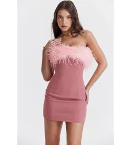 House Of Cb Alexa Warm  Mini Dress Size Pink Feather XS/ AU 6 for rent on The Volte - image 3