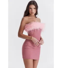 House Of Cb Alexa Warm  Mini Dress Size Pink Feather XS/ AU 6 for rent on The Volte - image 6