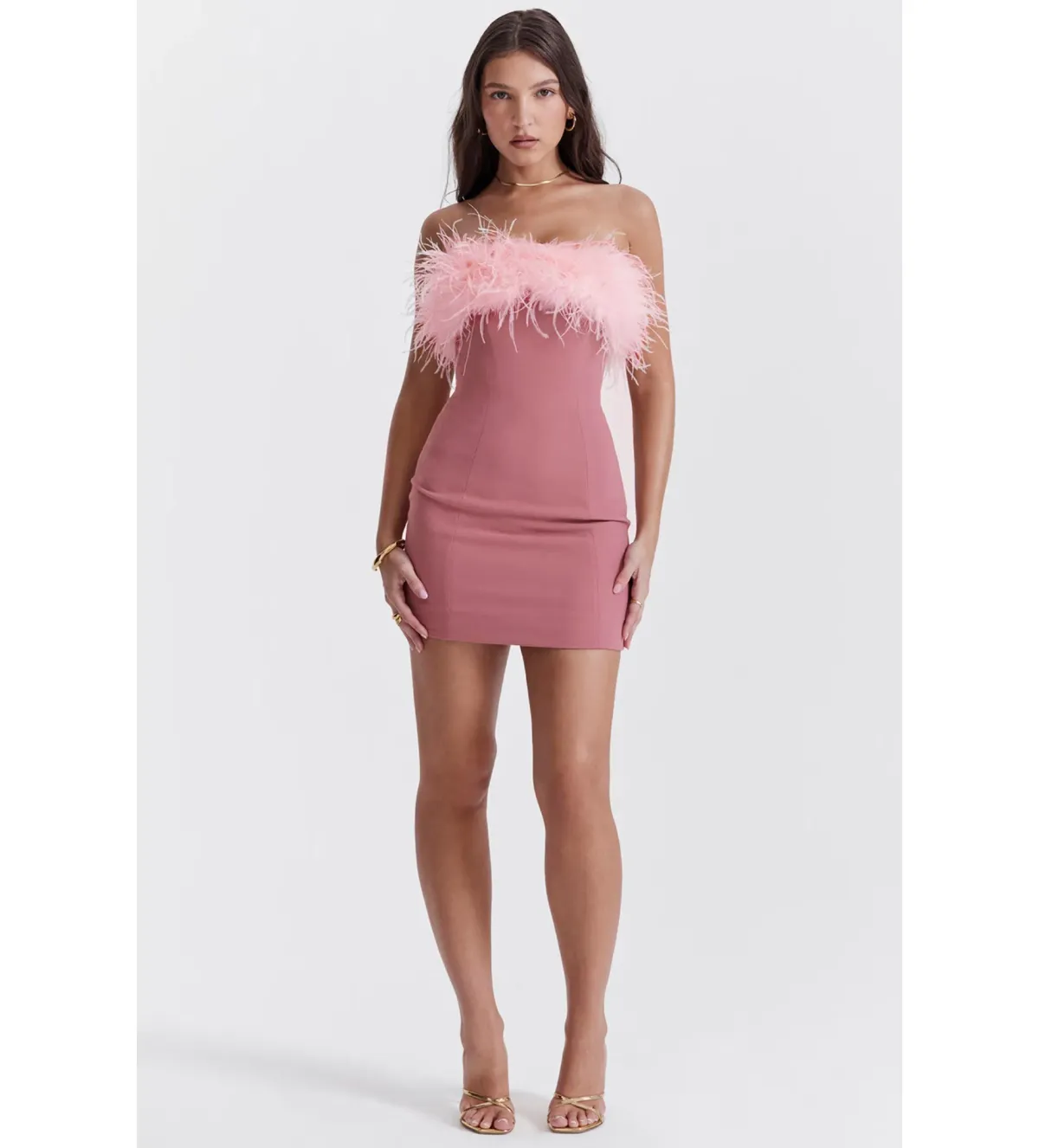 House Of Cb Alexa Warm  Mini Dress Size Pink Feather XS/ AU 6 - Image 1