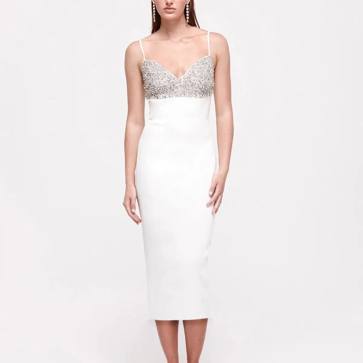 Rachel Gilbert Hallie Midi Dress Ivory Size 8 - Image 1