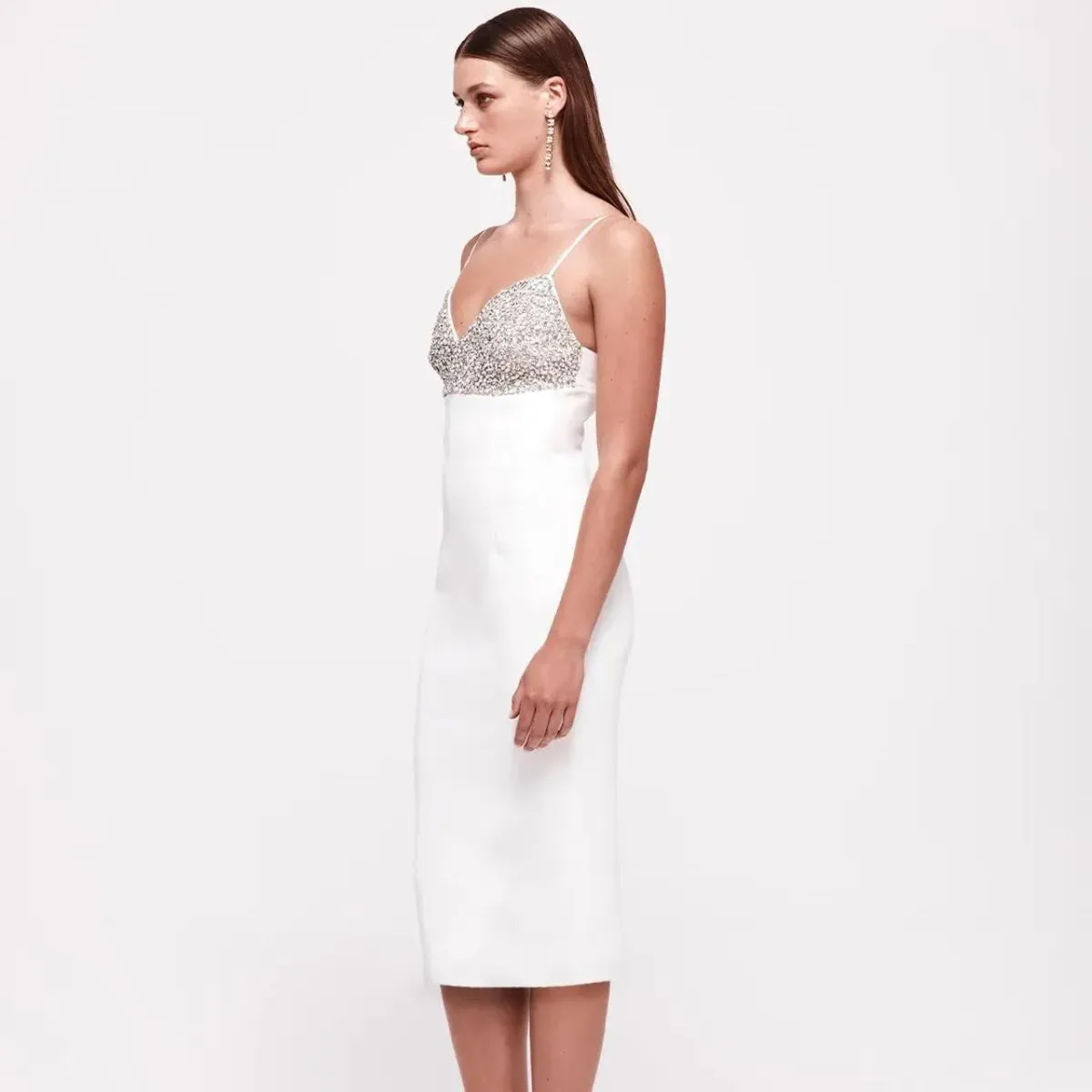 Rachel Gilbert Hallie Midi Dress Ivory Size 8 - Image 2