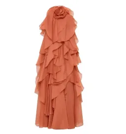 Aje Pandorea Layered Maxi Dress Coral Clay Size 6 for rent on The Volte - image 4