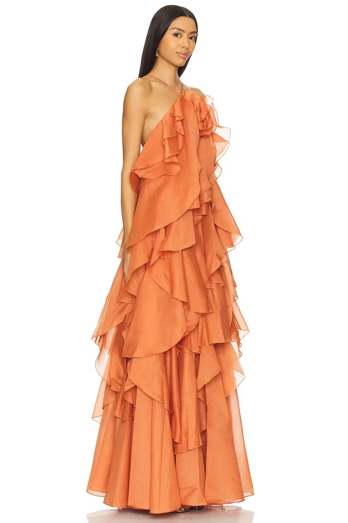 Aje Pandorea Layered Maxi Dress Coral Clay Size 6 - Image 2
