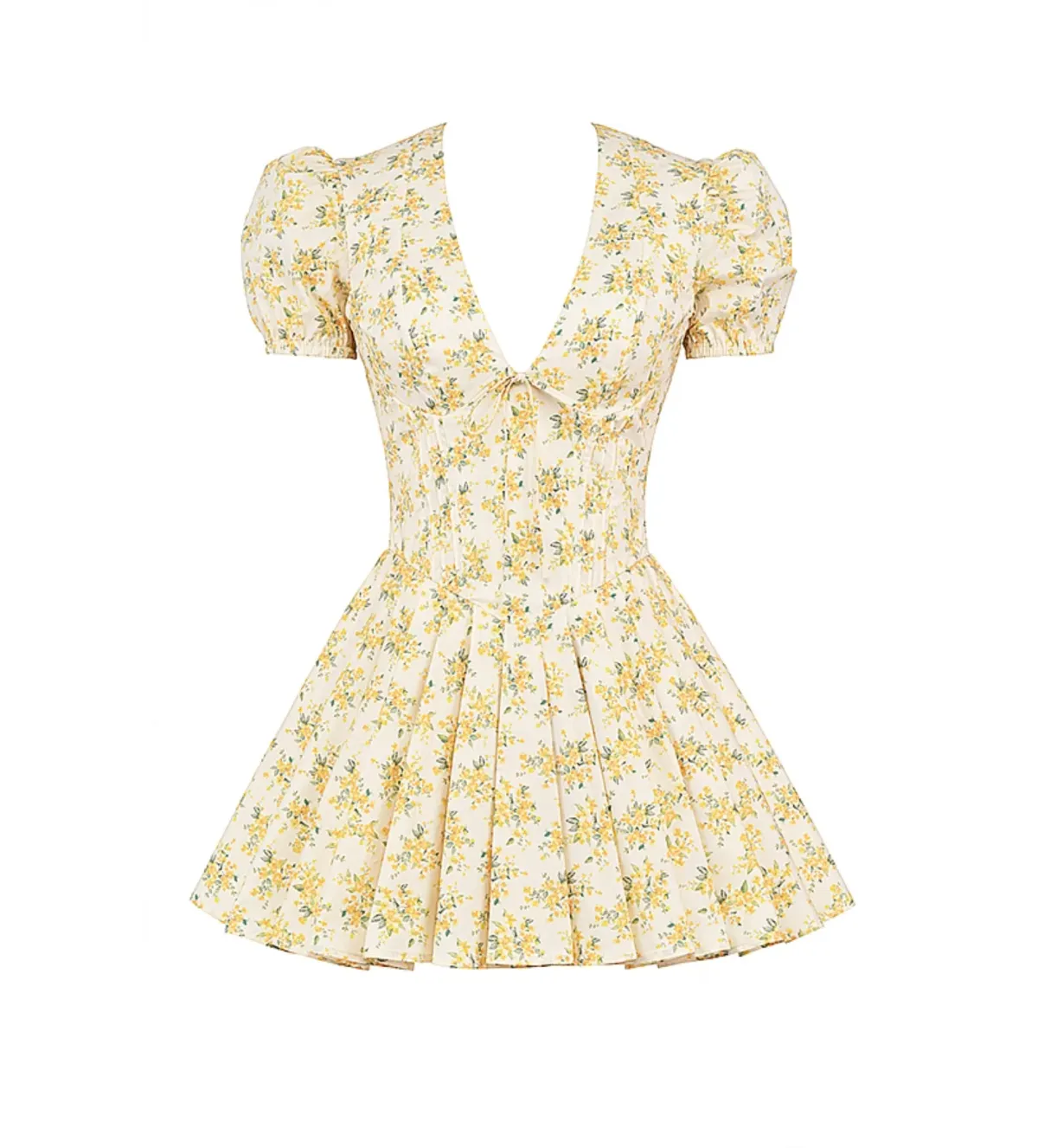 House Of CB Imani Buttercup Pleated Cotton Mini Dress Vintage Floral Print Size 8 - Image 5