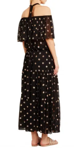 TEMPERLEY LONDON Jolie Sequin Embellished Georgette Maxi Dress Black, Size 8 for rent on The Volte - image 3