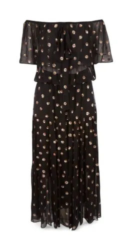 TEMPERLEY LONDON Jolie Sequin Embellished Georgette Maxi Dress Black, Size 8 for rent on The Volte - image 14