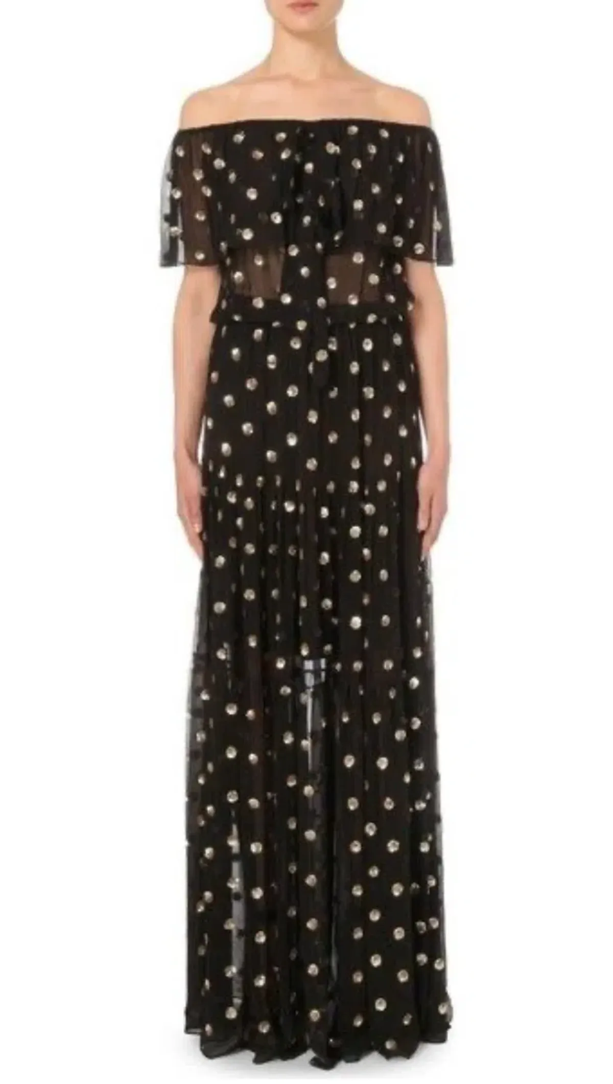 TEMPERLEY LONDON Jolie Sequin Embellished Georgette Maxi Dress Black, Size 8 - Image 6