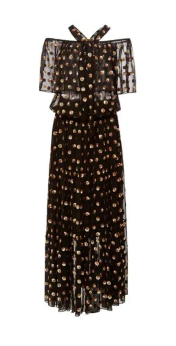 TEMPERLEY LONDON Jolie Sequin Embellished Georgette Maxi Dress Black, Size 8 for rent on The Volte - image 13