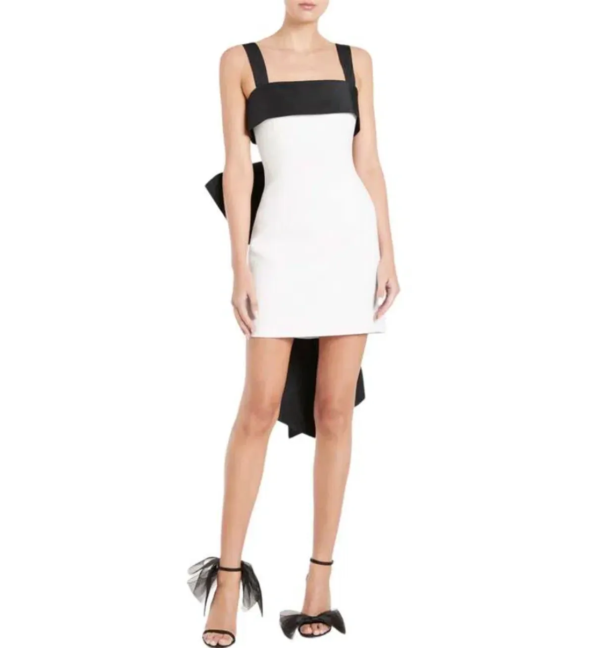 Rebecca Valance - Hepburn Bow Mini Dress White/Black -  Size 8 - Image 1