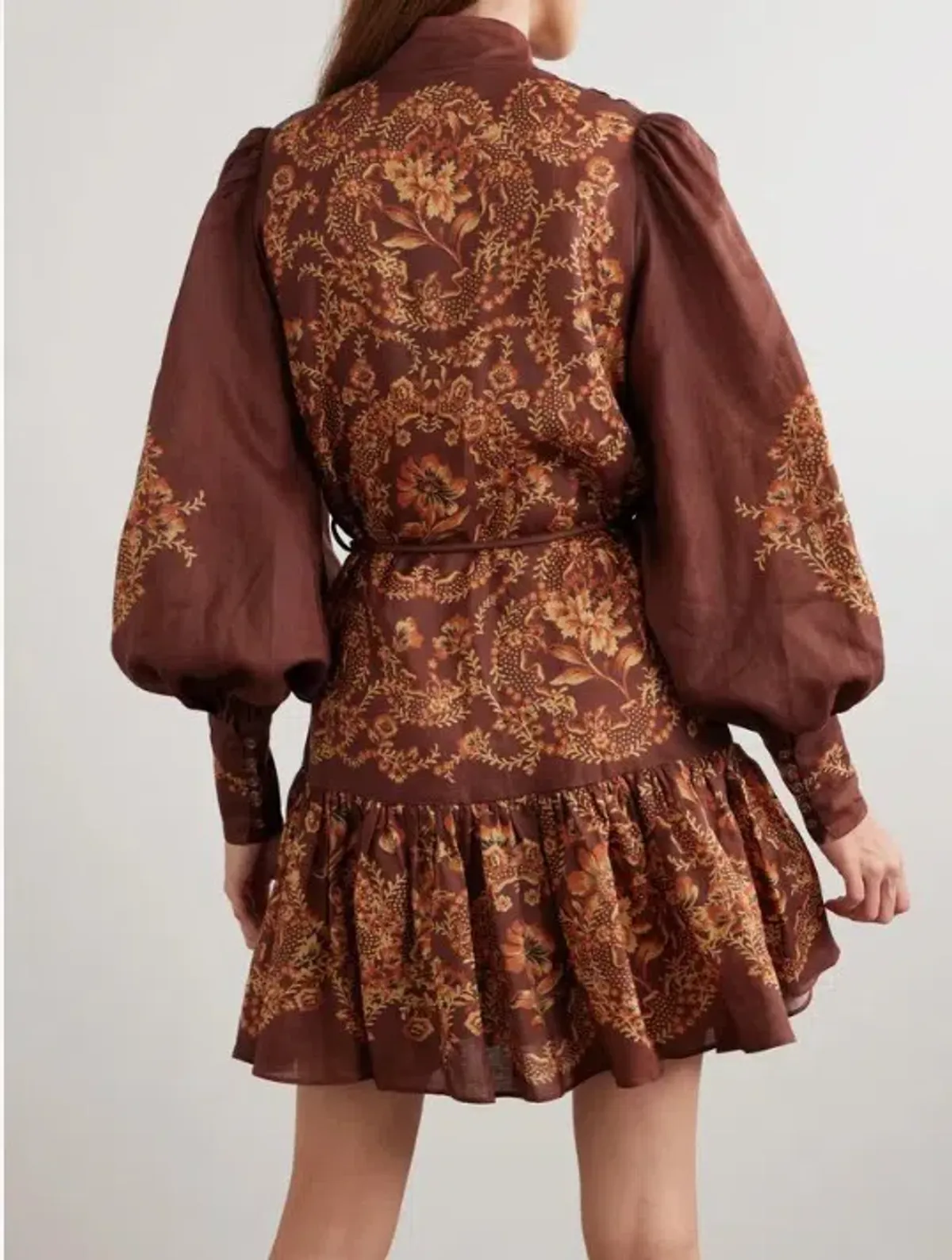 Alemais Seraphina Mini Dress Brown Print Size 10  - Image 2