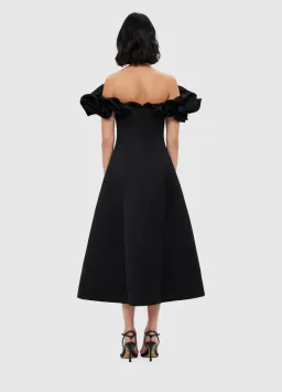 Leo Lin Annie Off Shoulder Frill Midi Dress Black Size 10  for rent on The Volte - image 2