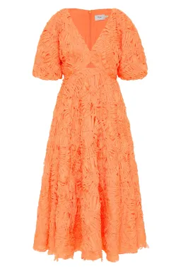 Aje Apricot Florential Textured Midi Dress Size 10 for rent on The Volte - image 2
