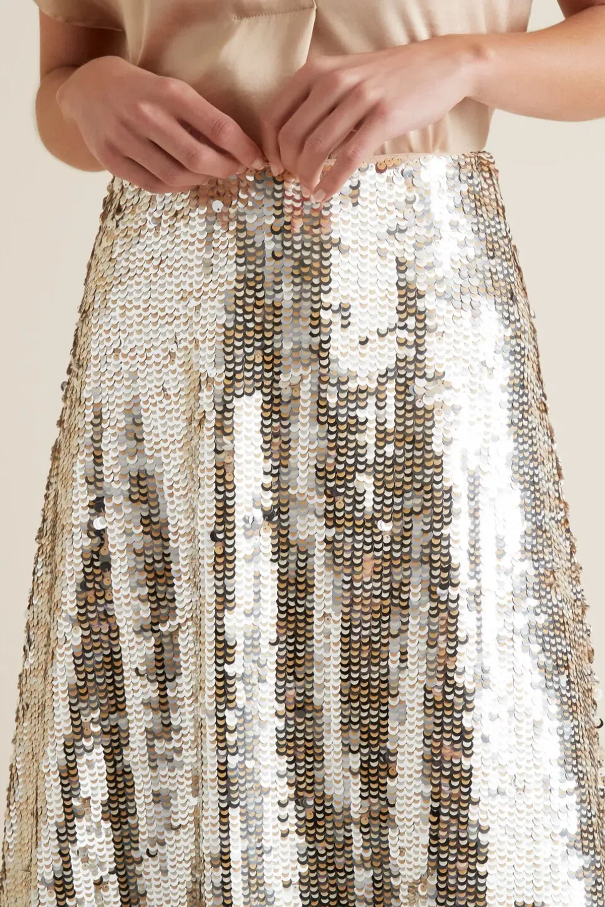 Seed Heritage Sequin Midi Skirt Silver Size XS / AU 6 - Image 4
