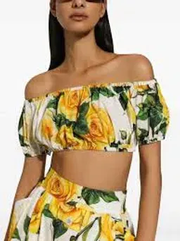 Dolce & Gabbana Multicolored Rose Print Top & Shorts Size 10 for rent on The Volte - image 1