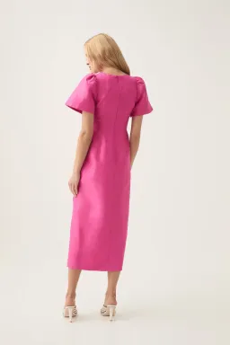 Aje Presence Twisted Midi Dress Pink Size 12 for rent on The Volte - image 4