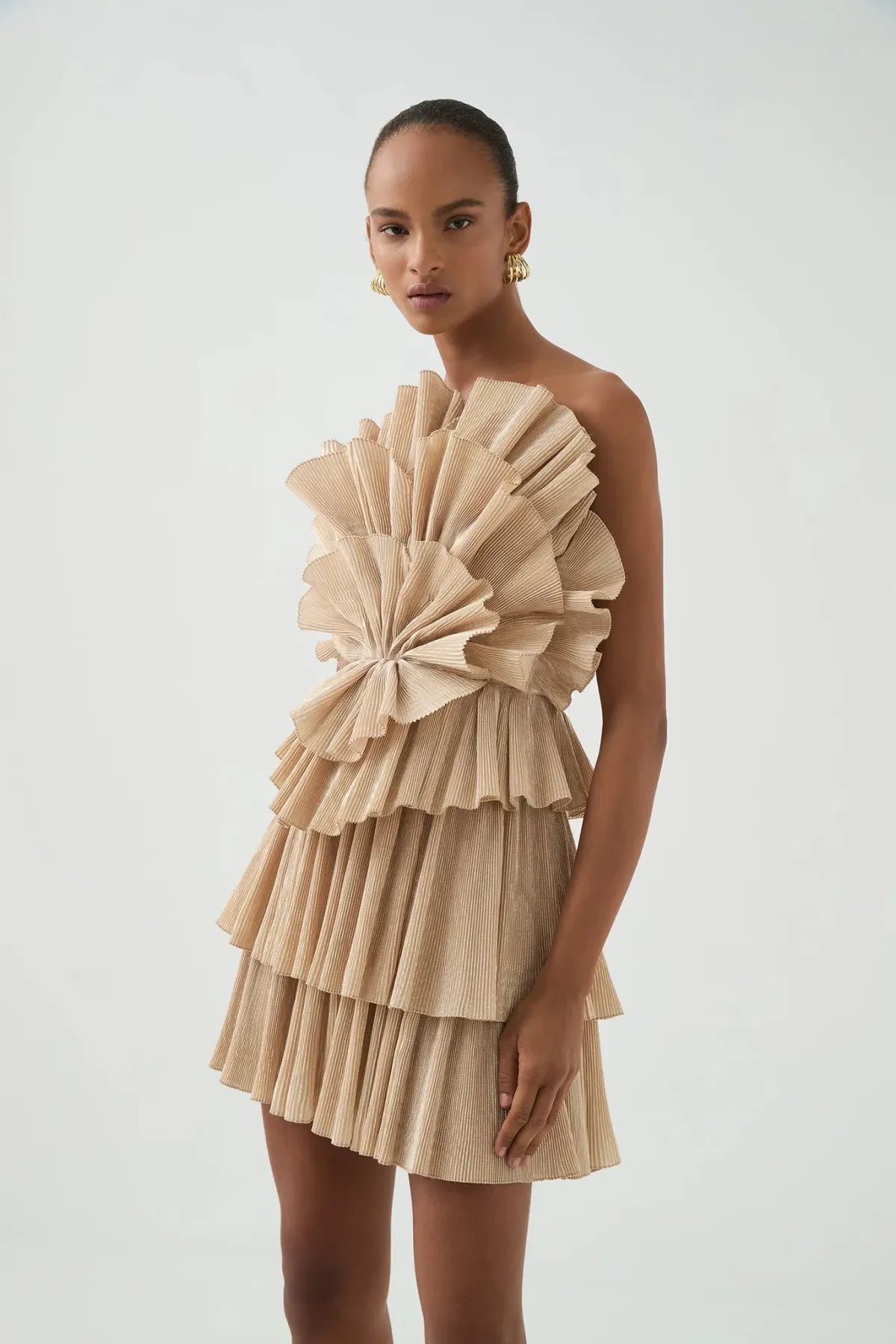 Aje Kyra Mini Dress Gold Size 16 - Image 1