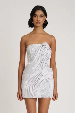 Eliya The Label Naya Mini Dress Silver Size XS / AU 6 for rent on The Volte - image 2