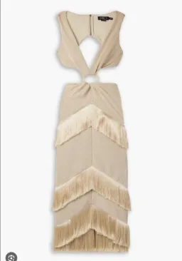 PatBo Fringed Midi Dress Gold Shimmer Tassel Size AU 10  for rent on The Volte - image 5