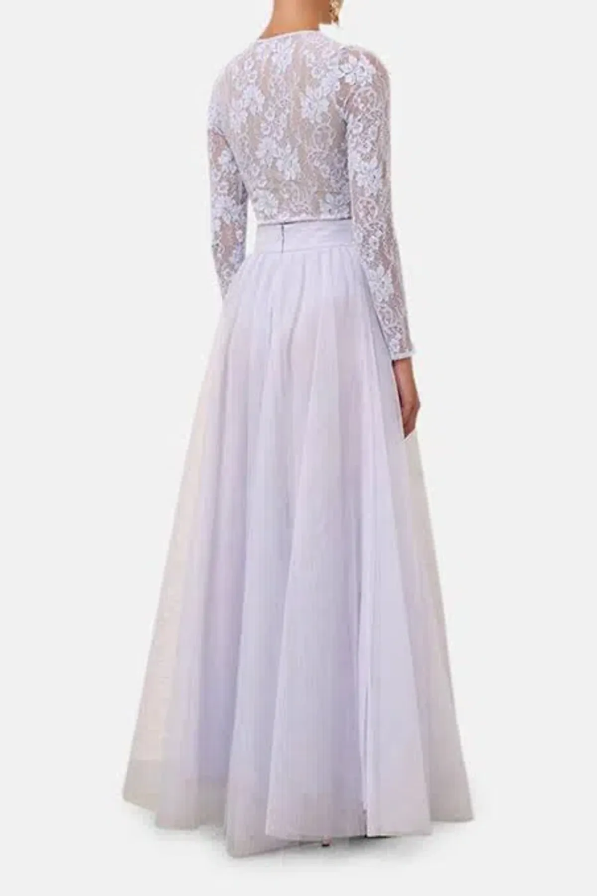 Zimmermann Long Sleeve Lace body suit & Skirt light blue - Image 2