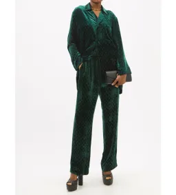 Gucci Velvet GG Monogram Set Shirt and Pants Size S for rent on The Volte - image 1