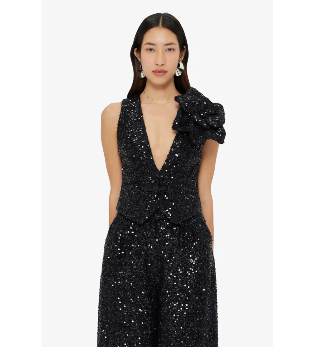 Leo Lin Anna-May Onyx Sequin Pants & Vest Set Onyx Size 10 - Image 2