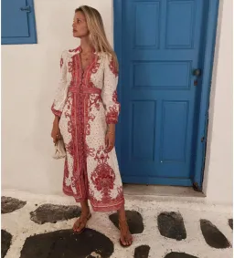 Zimmermann Bells Paisley Long Midi Dress Red Paisley Size 0 AU 8 for rent on The Volte - image 4