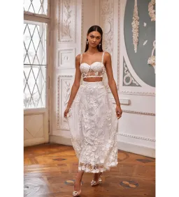 Alamour Aella Top and Midi Skirt Set White Size L AU 12 for rent on The Volte - image 2