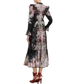 Zimmermann Dancer Tie Neck Midi Dress Black Garden Floral Size 1 AU 10 for rent on The Volte - image 2