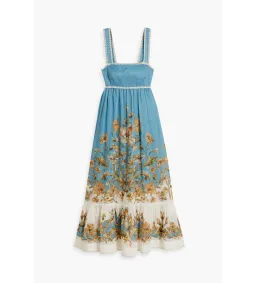 Zimmermann Chintz Tiered Ramie Midi Dress Blue Daisy Size 2 AU 12 for rent on The Volte - image 5